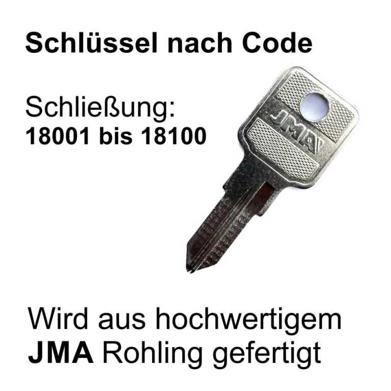 MLM Nachschlüssel | Ersatzschlüssel nach Code für vorhandene MLM Möbelzylinder , Schließung 18001-18100
