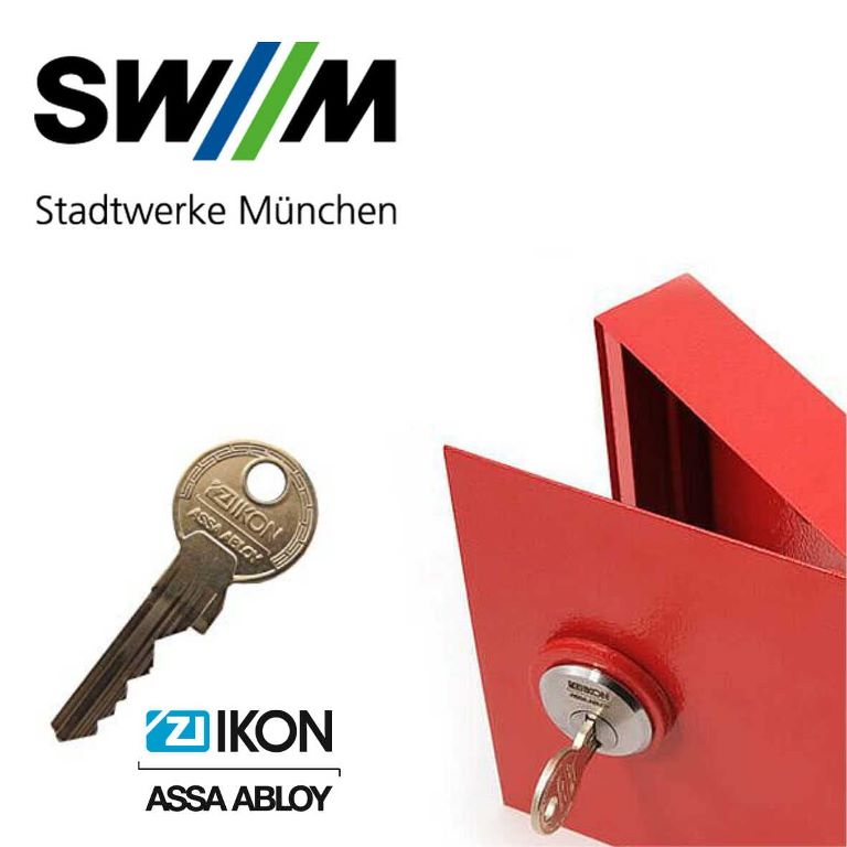IKON Ersatzschlüssel EW Stadtwerke München - Schließung Code HW36752 - Schlüssel - Nachschlüssel - Zusatzschlüssel - Notschlüsselkasten - Schließung