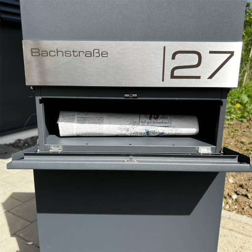 Metzler Briefkasten Alves Standbriefkasten Anthrazit mit Gravur