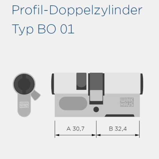 Winkhaus blueCompact Profil-Doppelzylinder BO 01 beidseitig lesend