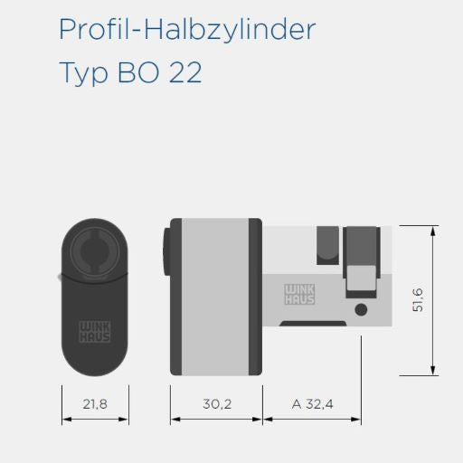 Winkhaus blueCompact Profil-Halbzylinder BO 22