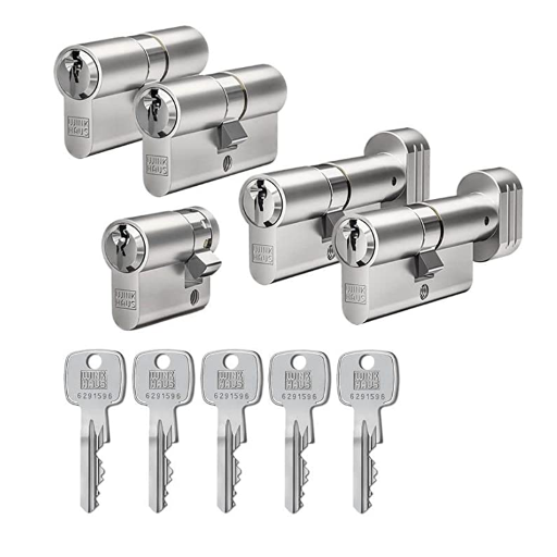 Winkhaus X-pert 5er Set | 2 Profilzylinder & 2 Knaufzylinder & 1 Halbzylinder Schließsystem Türzylinder Schließzylinder Zylinder Türschloss verschiedene Längen