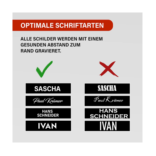 Premium Klingelschild stabile Ausführung mi Facette selbstklebend - Made in Germany - Namensschild mit Gravur - graviertes Schild für Haustür, Briefkasten - Briefkastenschild Wetterfest