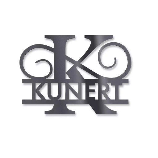 Metzler Personalisiertes Namensschild verschiedene Farben mit Monogramm aus Edelstahl