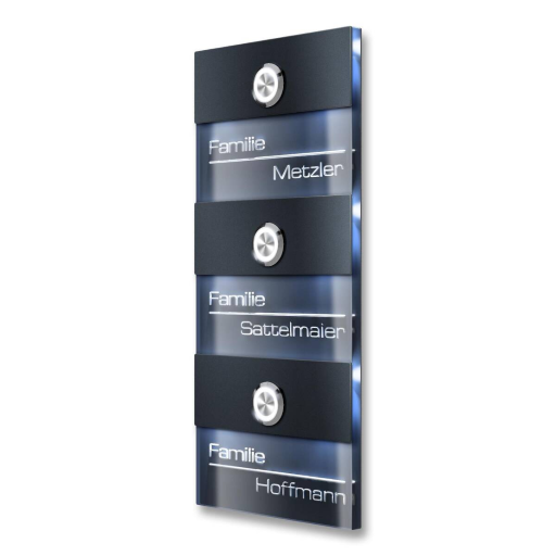 Metzler Türklingel Sena M3 Anthrazit mit 3D-Namensgravur + LED-Taster optional