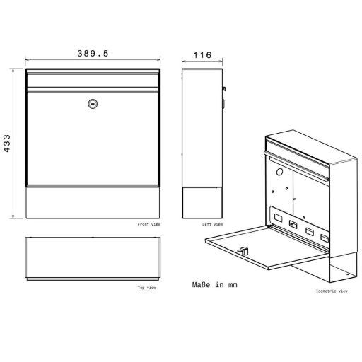 Metzler Briefkasten BK212-RE-ZF Anthrazit mit Zeitungsfach und austauschbarem Namensschild