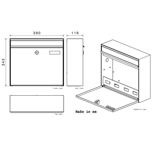Metzler Briefkasten BK212 Anthrazit mit austauschbarem Namensschild