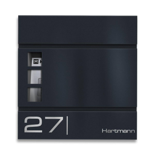 Metzler Briefkasten Cube Standbriefkasten Anthrazit zweifach nebeneinander mit Gravur