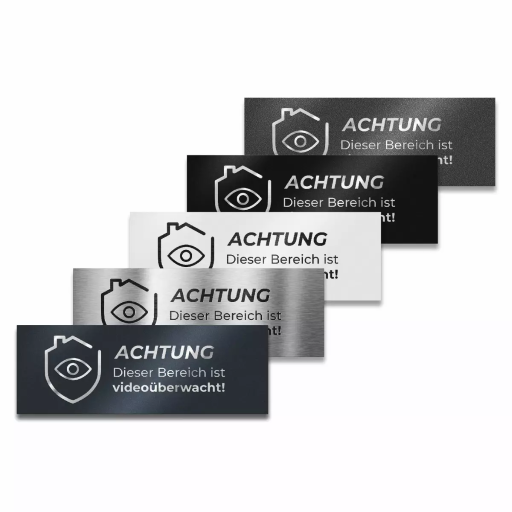 Metzler Briefkastenschild verschiedene Farben "ACHTUNG Dieser Bereich ist videoüberwacht!"