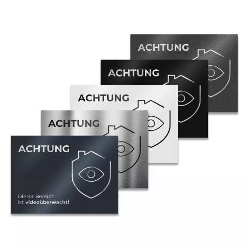 Metzler Briefkastenschild verschiedene Farben "ACHTUNG Dieser Bereich ist videoüberwacht!"