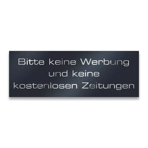 Metzler Briefkastenschild verschiedene Farben "Bitte keine Werbung und keine kostenlosen Zeitungen"