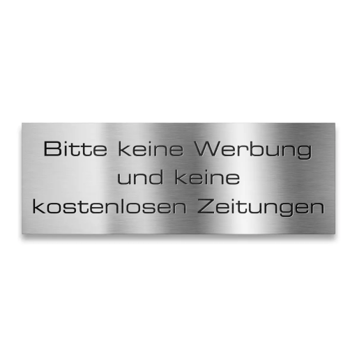 Metzler Briefkastenschild verschiedene Farben "Bitte keine Werbung und keine kostenlosen Zeitungen"