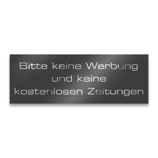 Metzler Briefkastenschild verschiedene Farben "Bitte keine Werbung und keine kostenlosen Zeitungen"
