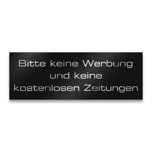 Metzler Briefkastenschild verschiedene Farben "Bitte keine Werbung und keine kostenlosen Zeitungen"