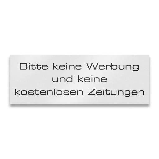 Metzler Briefkastenschild verschiedene Farben "Bitte keine Werbung und keine kostenlosen Zeitungen"