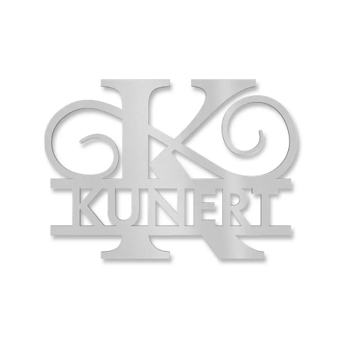 Metzler Personalisiertes Namensschild verschiedene Farben mit Monogramm aus Edelstahl
