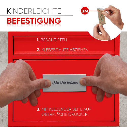 Premium Schilder Set zum Beschriften Namensschild Haustür Schild, Klingelschild, Briefkastenschild, Türschild selbstklebend + 2 Aufkleber Etiketten