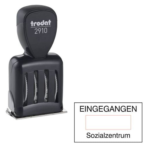 Trodat Classic 2910 P01 mit Datum + individuellem Text 3-zeilig