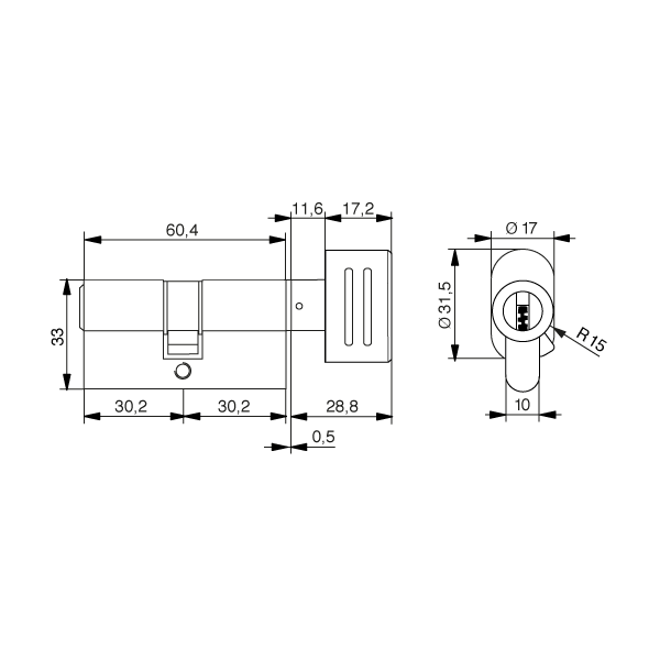 Winkhaus keyTec X-tra Profil-Knaufzylinder - verschiedene Längen