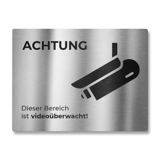 Metzler Briefkastenschild verschiedene Farben "ACHTUNG Dieser Bereich ist videoüberwacht!"