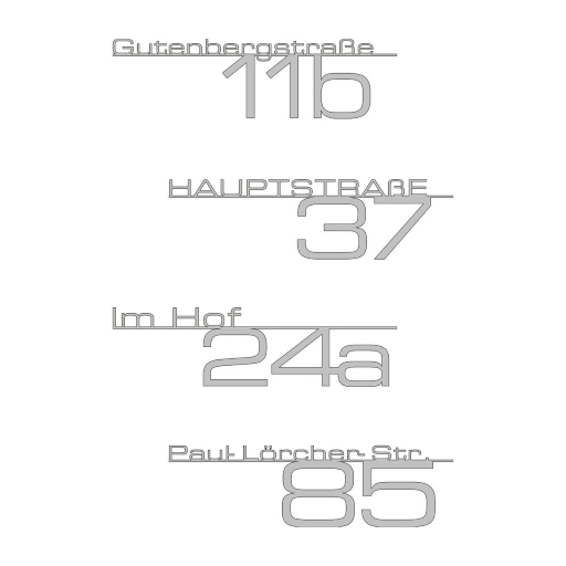 Metzler Schriftzug mit Straße & Hausnummer aus Edelstahl